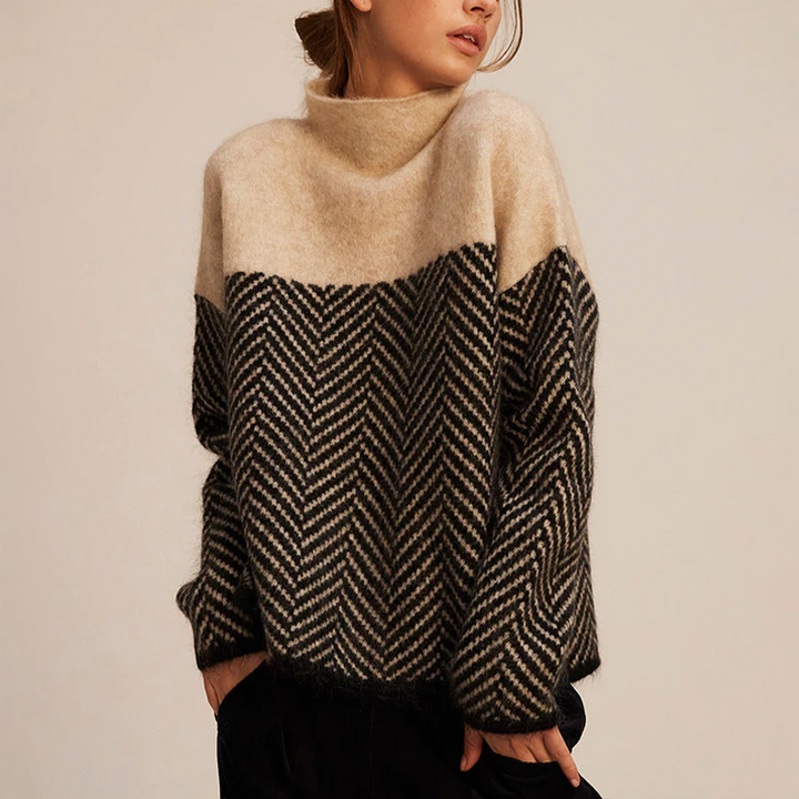 Nienke | Gebreide Coltrui Dames Chevronpatroon Oversized