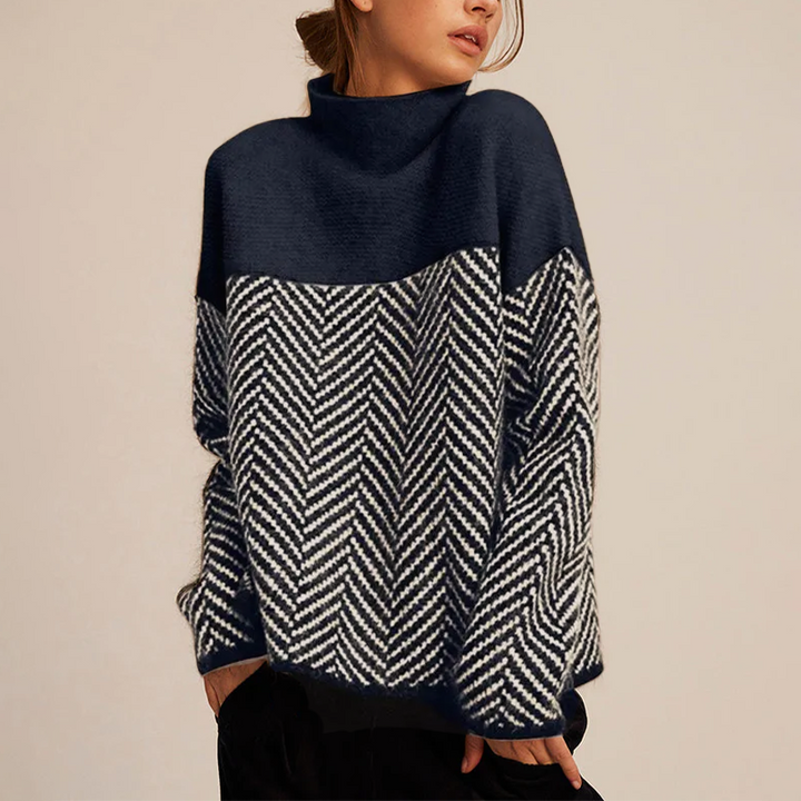 Nienke | Gebreide Coltrui Dames Chevronpatroon Oversized
