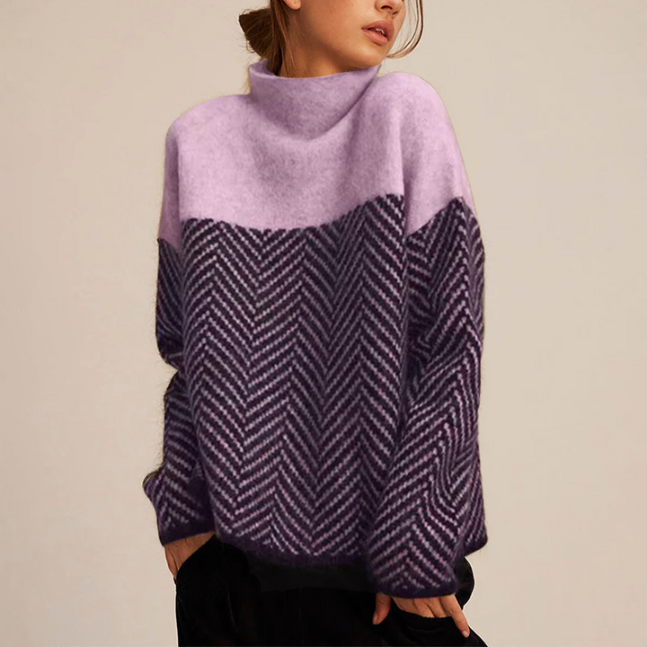 Nienke | Gebreide Coltrui Dames Chevronpatroon Oversized
