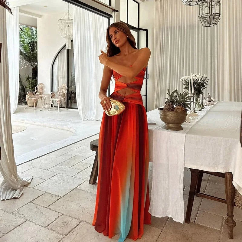 Noor | Avondjurken Sexy Jurk Dames Strapless Cut-Out Maxi