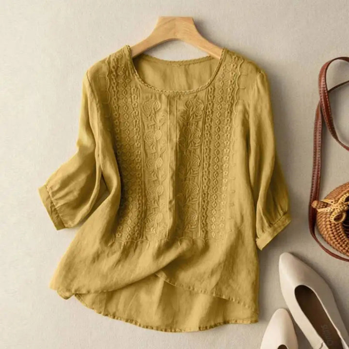 Noor | Blouses Dames Geborduurde Blouse 3/4 Mouw