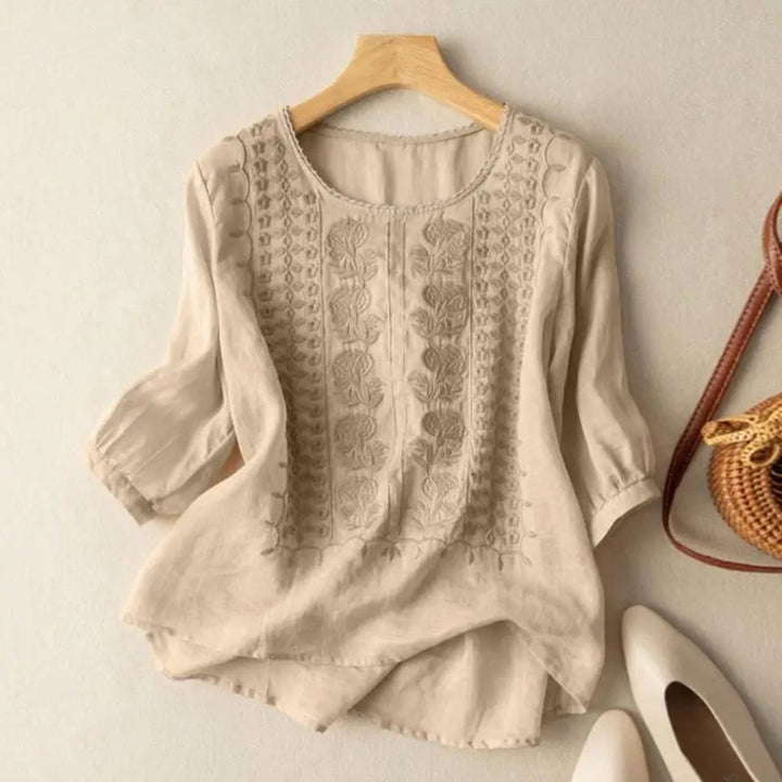 Noor | Blouses Dames Geborduurde Blouse 3/4 Mouw