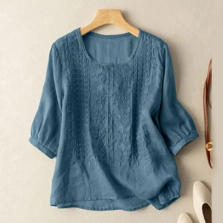 Noor | Blouses Dames Geborduurde Blouse 3/4 Mouw