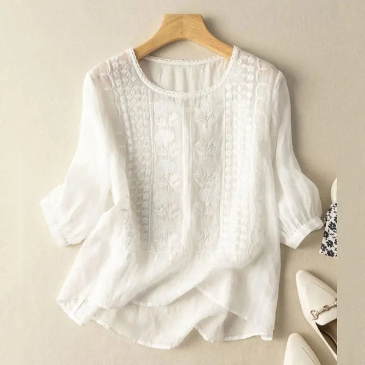 Noor | Blouses Dames Geborduurde Blouse 3/4 Mouw