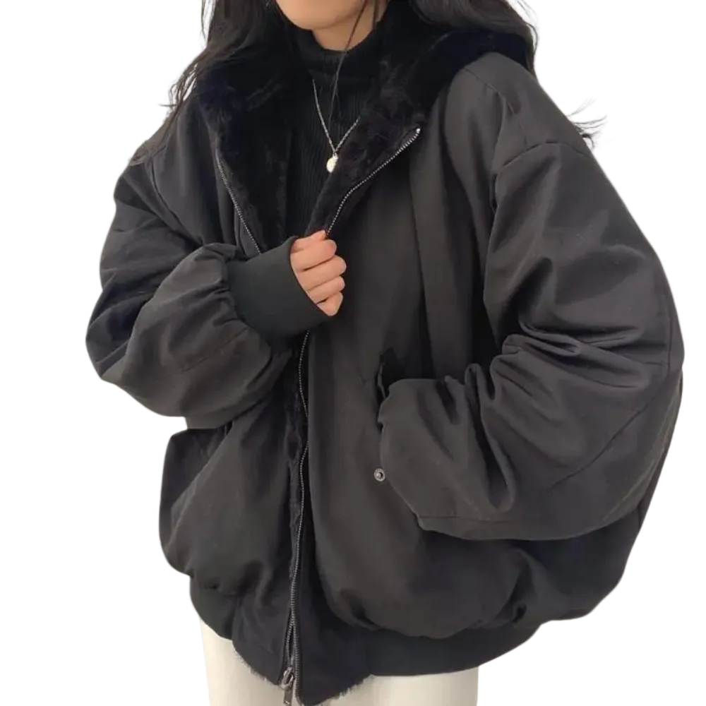Noor | Gewatteerde Donsjas Dames Oversized Bontkraag
