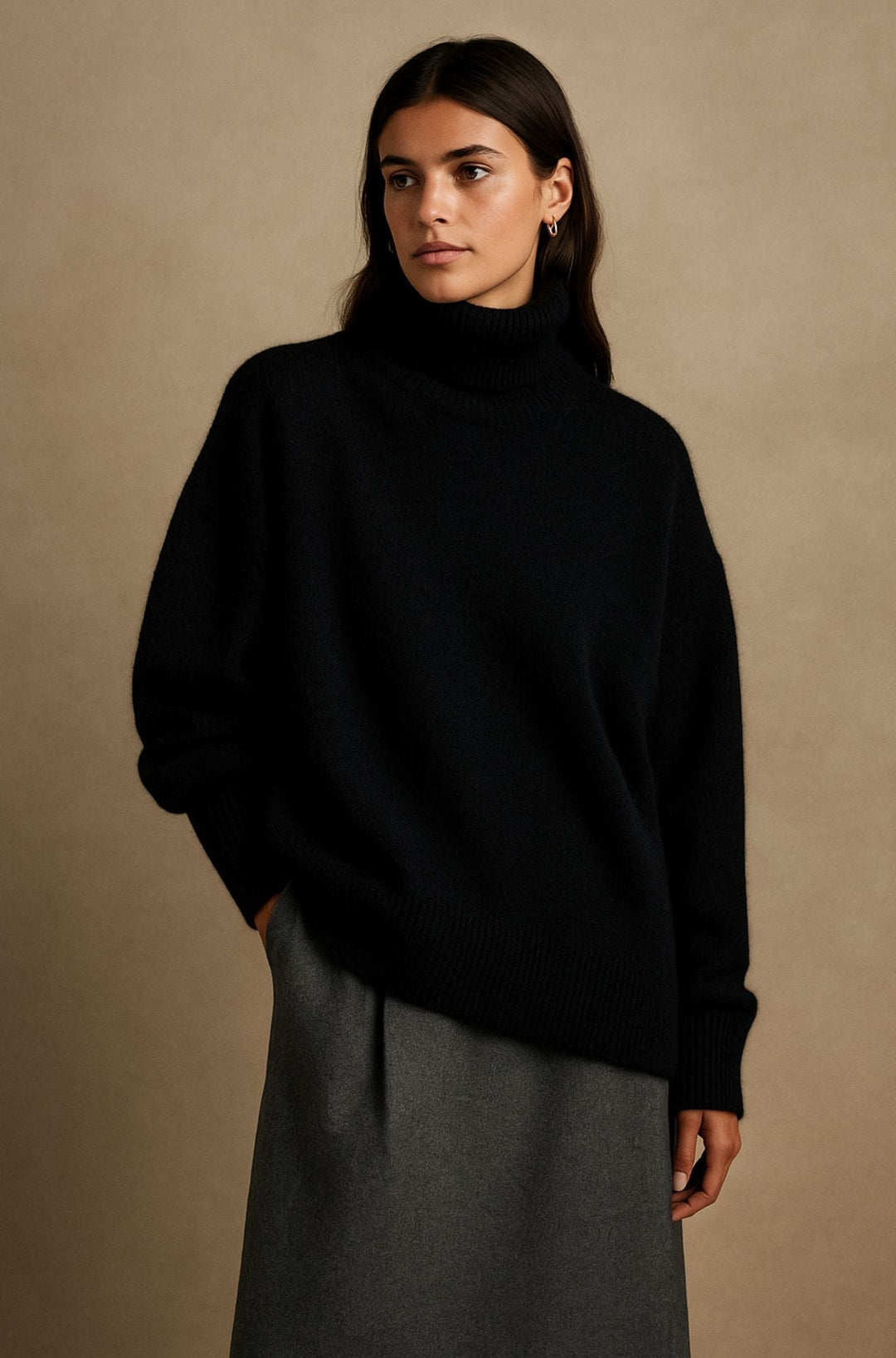 Noor | Kasjmier Trui Dames Rolkraag Oversized