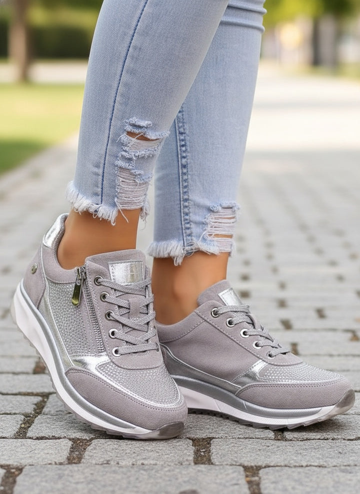 Noor | Sneakers Dames met Veters en Zijrits