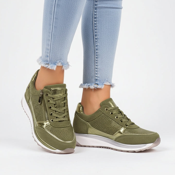 Noor | Sneakers Dames met Veters en Zijrits