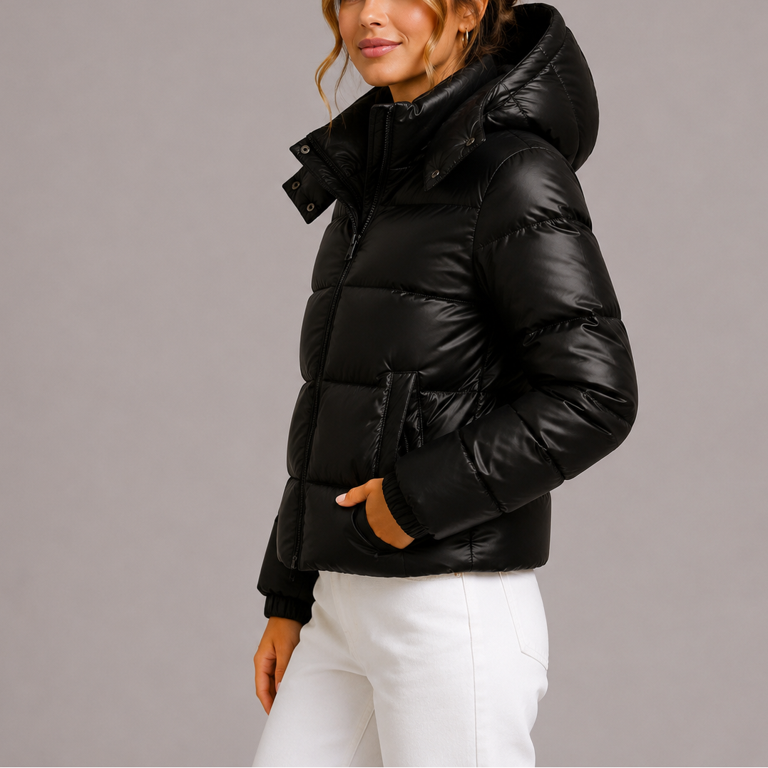 Octavia | Women's Cropped Quilted Puffer Jacket with Hood