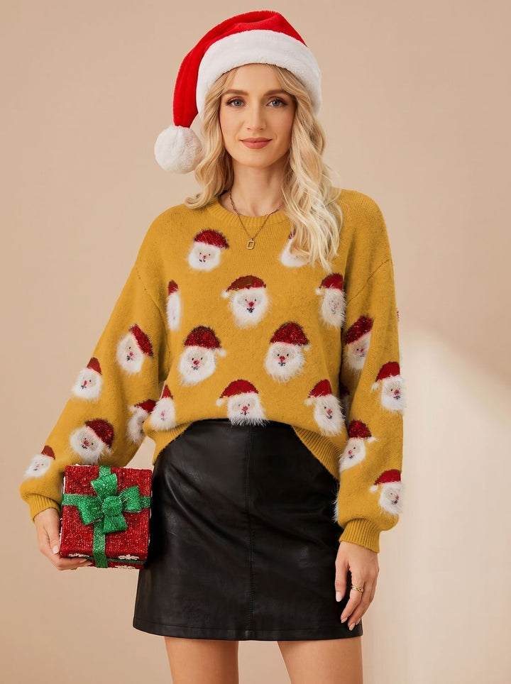 Octavia | Women's Oversized Knit Christmas Sweater with Santa Pattern