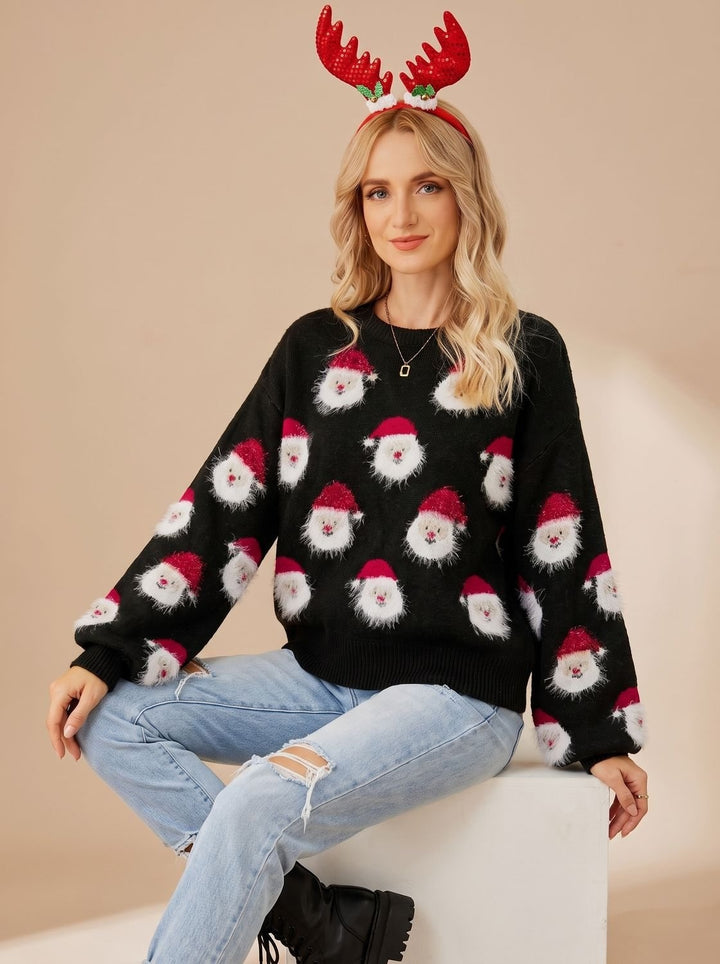 Octavia | Women's Oversized Knit Christmas Sweater with Santa Pattern