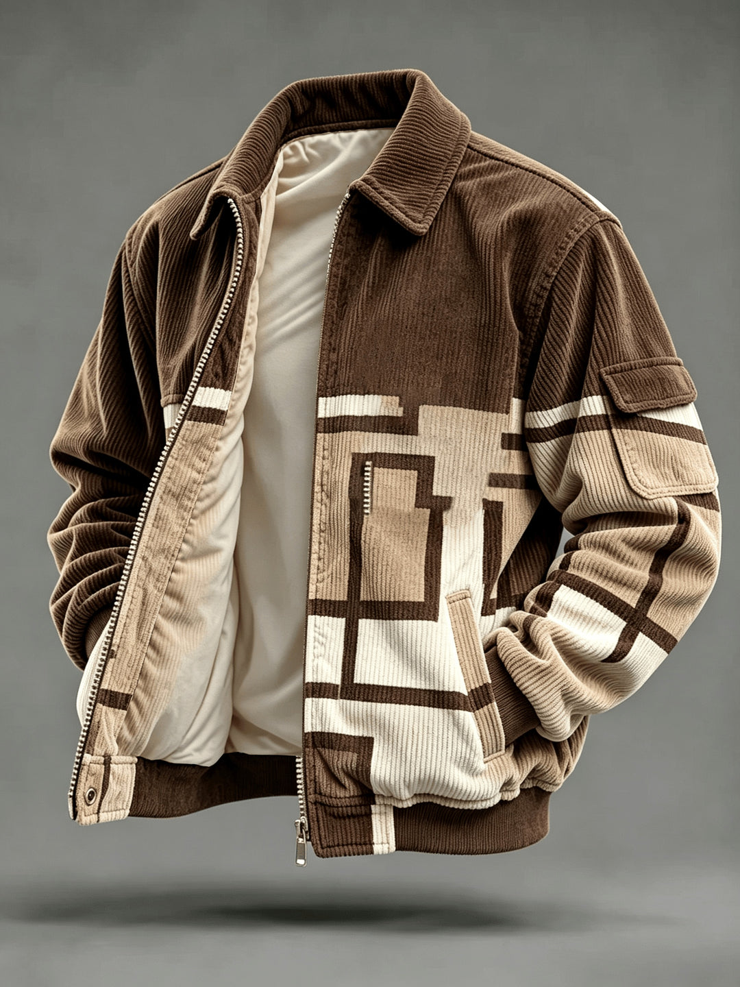 Orson | Men's Corduroy Bomber Jacket Geometric Pattern