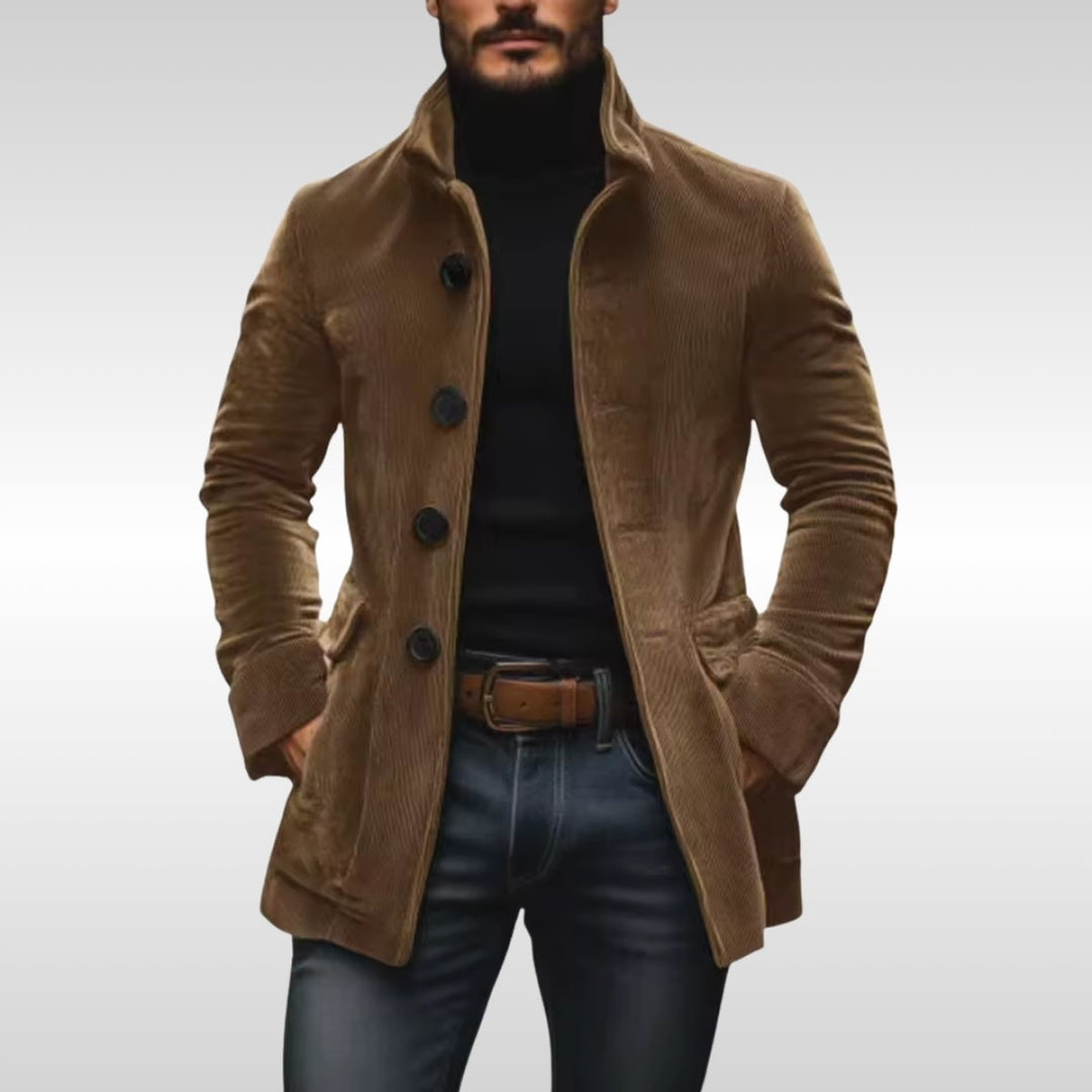 Orson | Men's Corduroy Winter Coat with Stand Collar