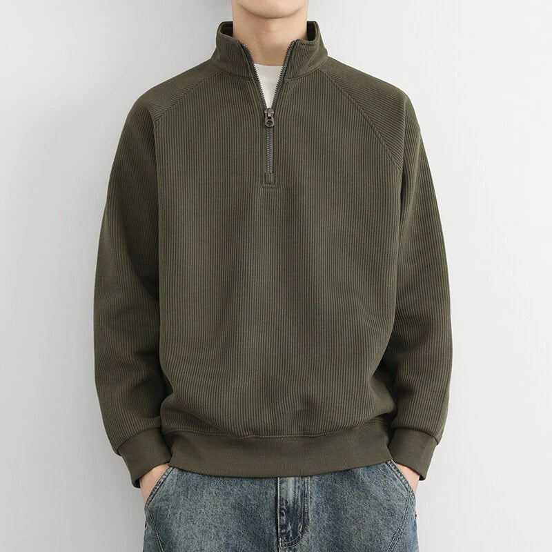 Orson | Men's Mock Neck Zipper Sweatshirt Ribbed Texture