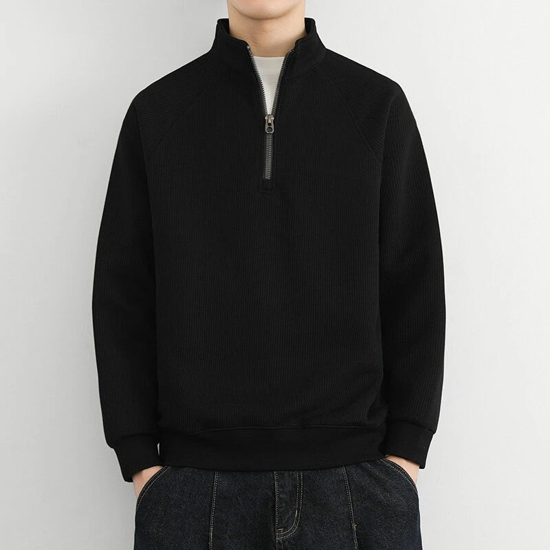 Orson | Men's Mock Neck Zipper Sweatshirt Ribbed Texture