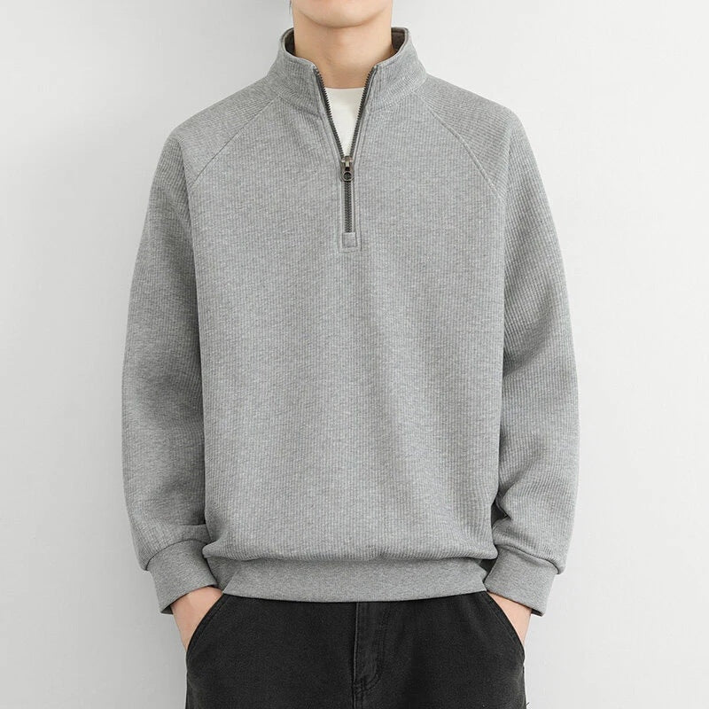 Orson | Men's Mock Neck Zipper Sweatshirt Ribbed Texture