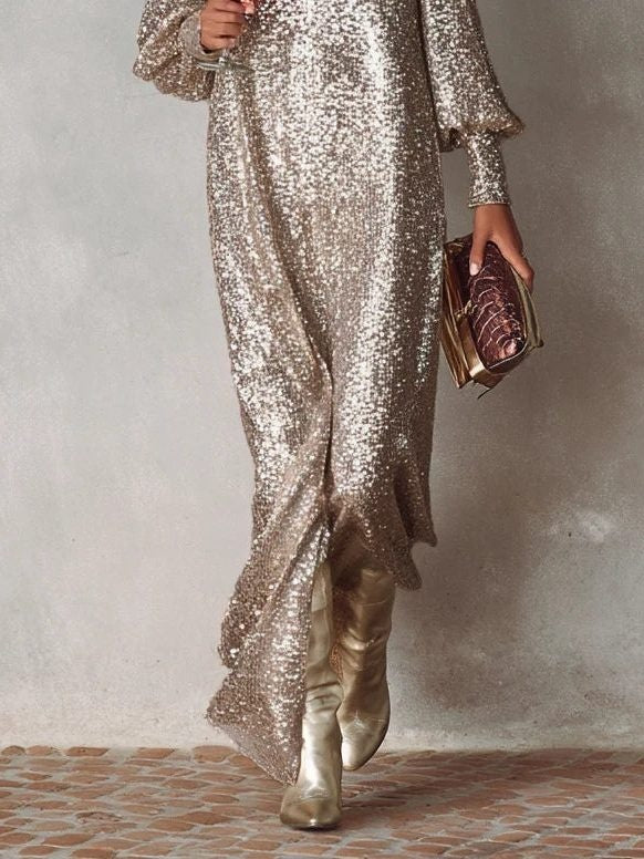 Ottilie | Women's Long Sleeve Formal Sequin Maxi Dress