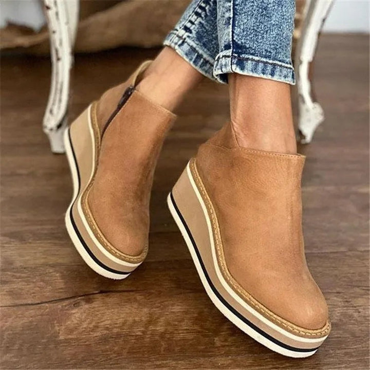 Ottilie | Women's Platform Wedge Ankle Boots with Side Zip