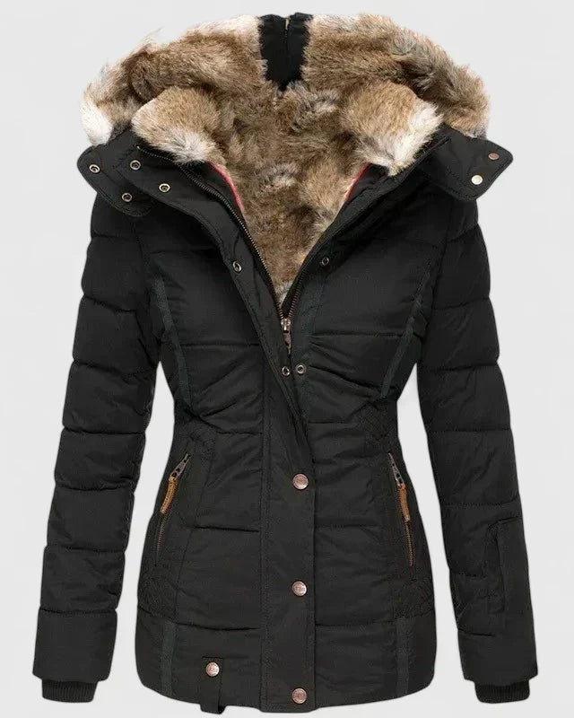 Ottilie | Women's Quilted Puffer Jacket with Faux Fur Hood