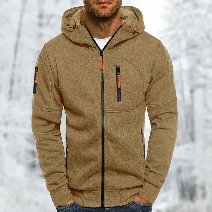 Percival | Men's Jacquard Zip Up Hoodie with Zip Pockets