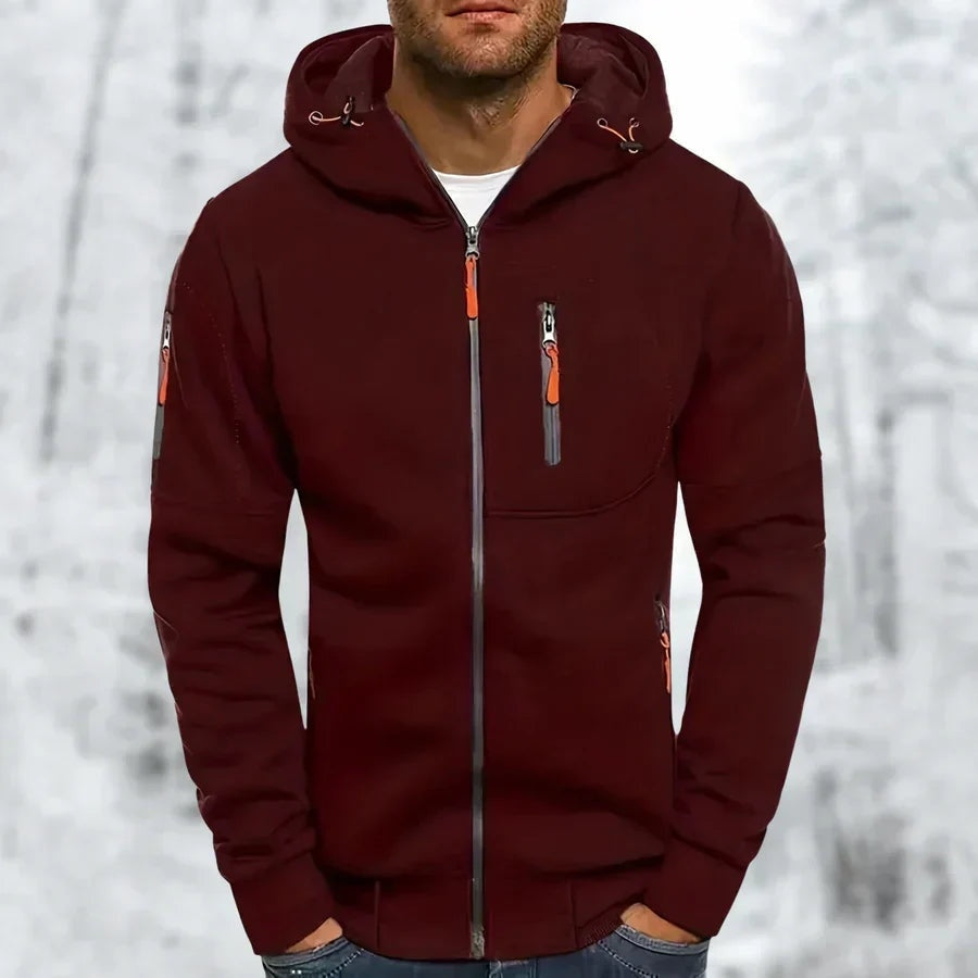 Percival | Men's Jacquard Zip Up Hoodie with Zip Pockets