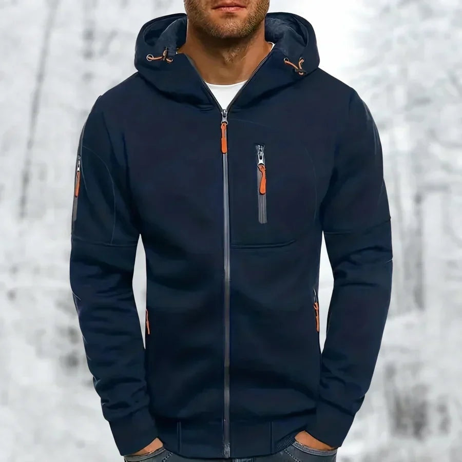 Percival | Men's Jacquard Zip Up Hoodie with Zip Pockets