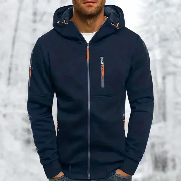 Percival | Men's Jacquard Zip Up Hoodie with Zip Pockets