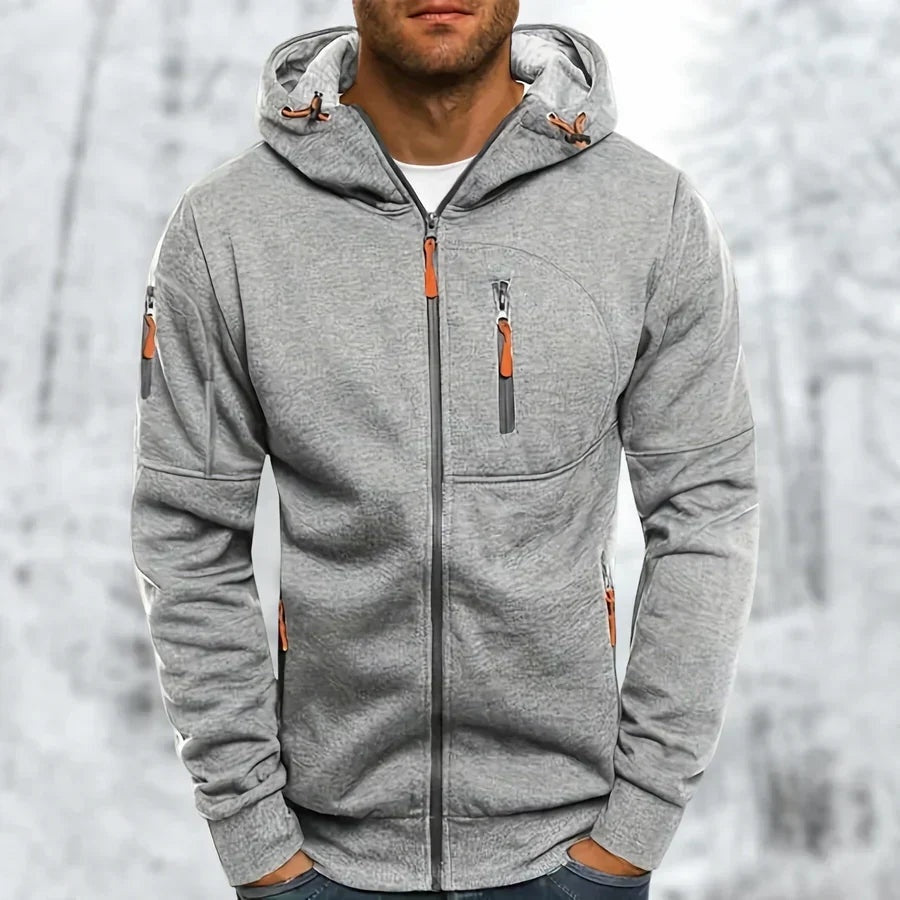 Percival | Men's Jacquard Zip Up Hoodie with Zip Pockets