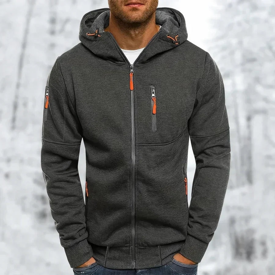 Percival | Men's Jacquard Zip Up Hoodie with Zip Pockets