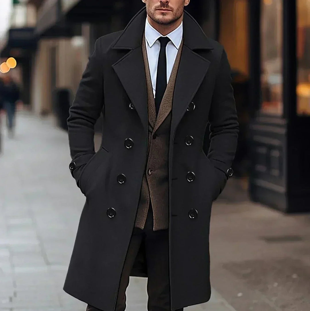 Percival | Men's Long Double Breasted Trench Coat