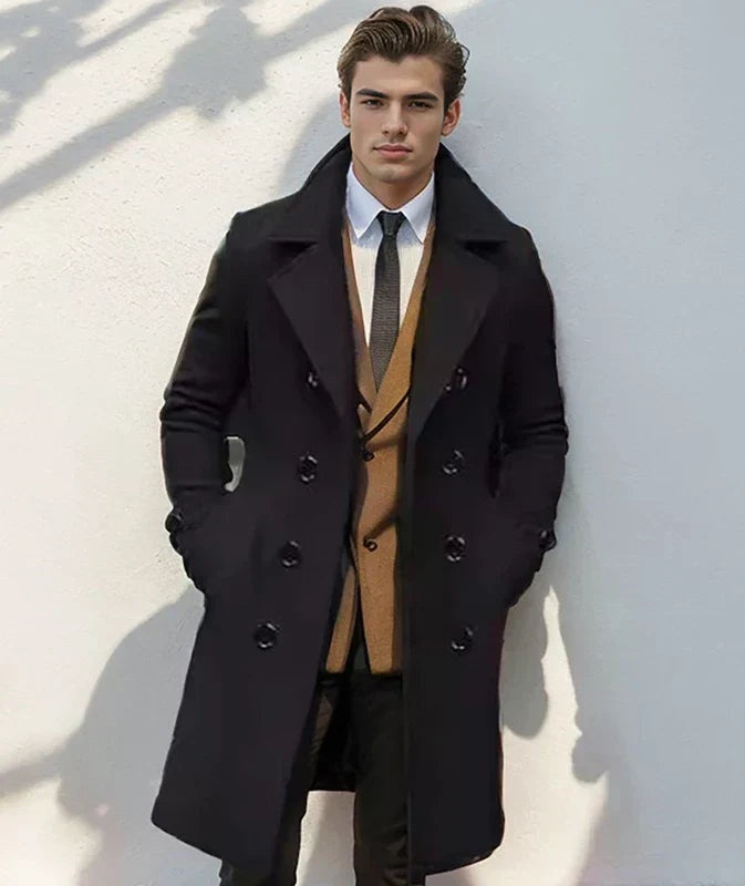 Percival | Men's Long Double Breasted Trench Coat