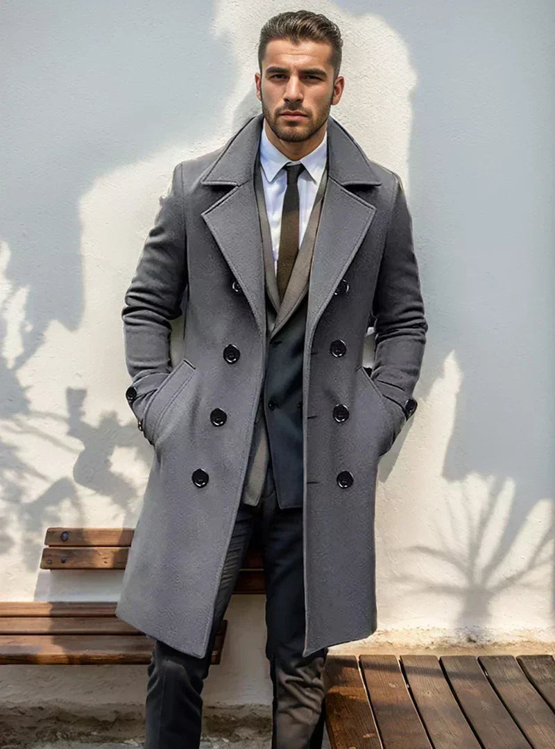 Percival | Men's Long Double Breasted Trench Coat