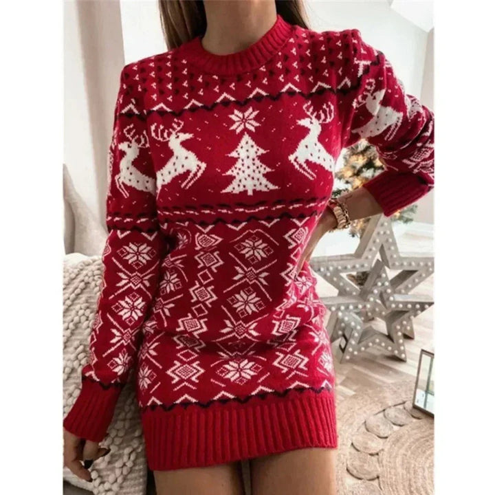 Persephone | Women's Long Sleeve Knit Christmas Sweater Dress