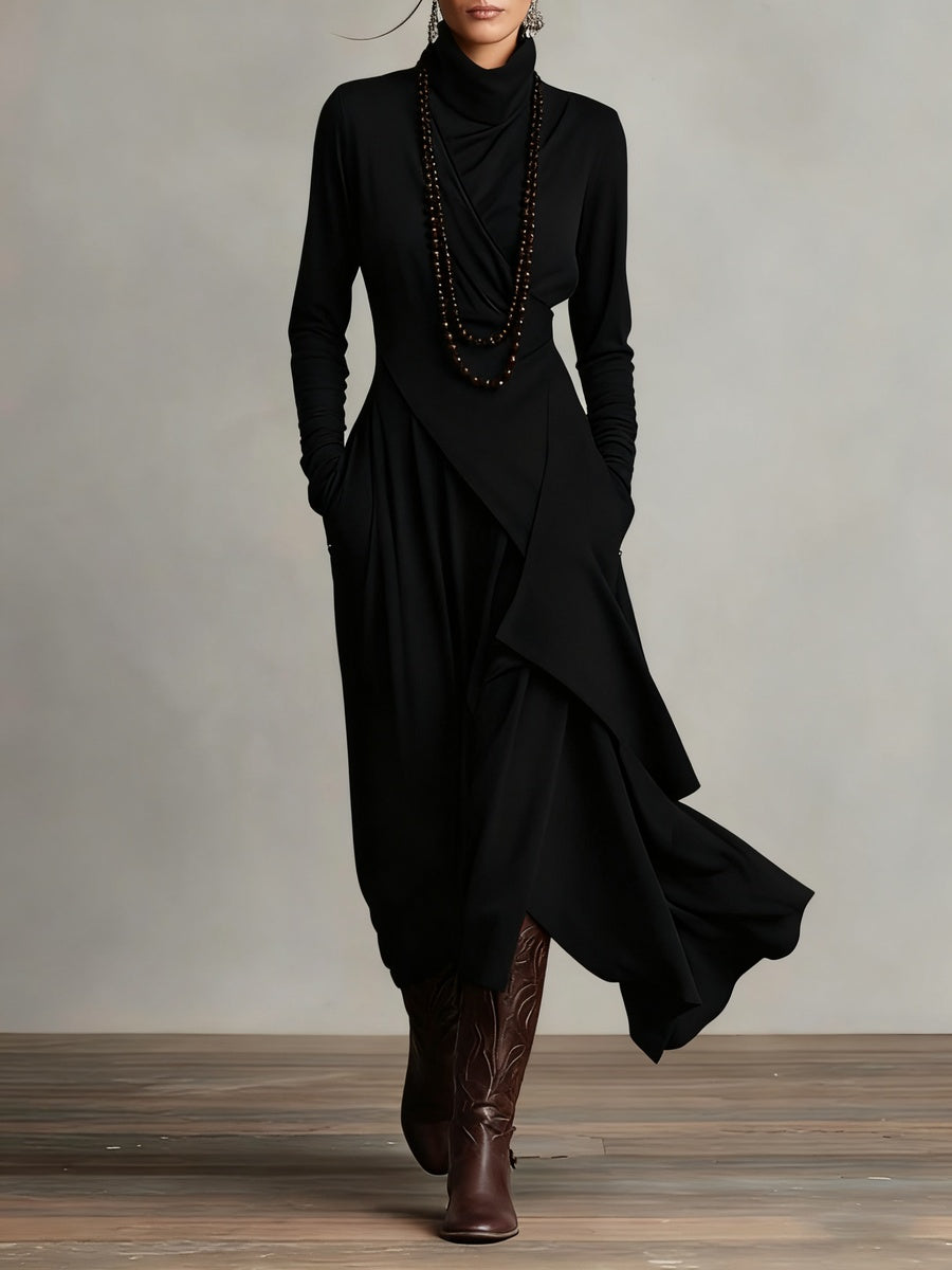Persephone | Women's Long Sleeve Winter Dress with Asymmetrical Hem