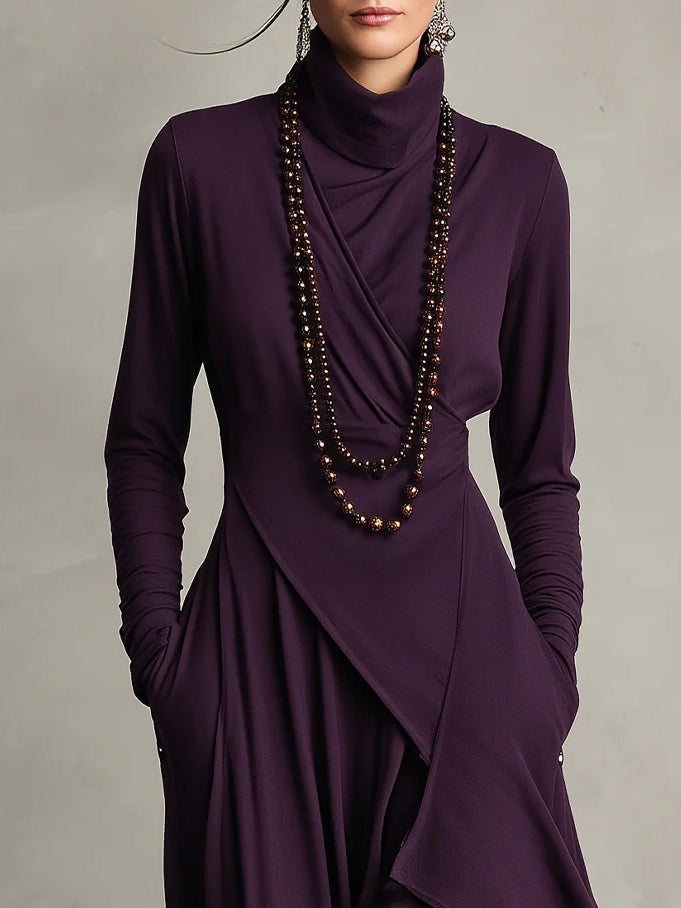 Persephone | Women's Long Sleeve Winter Dress with Asymmetrical Hem