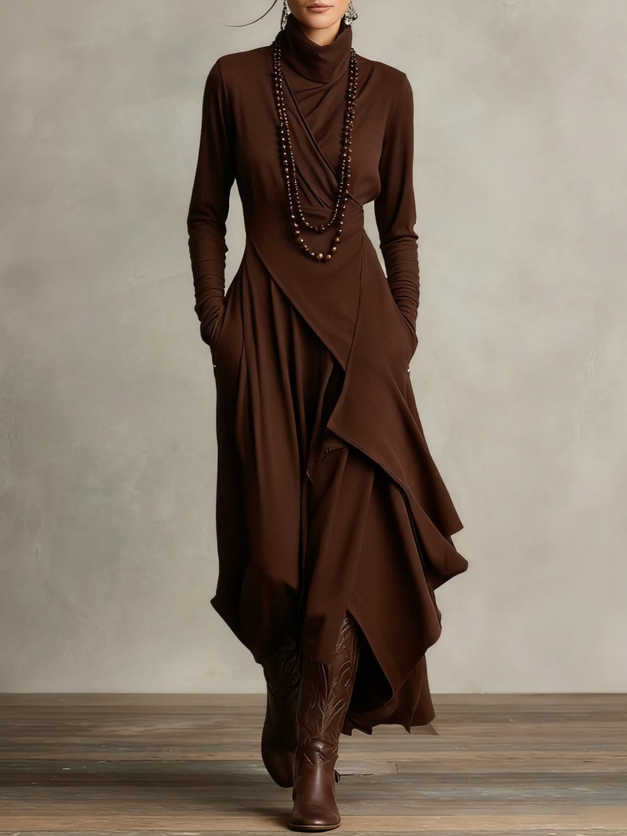 Persephone | Women's Long Sleeve Winter Dress with Asymmetrical Hem