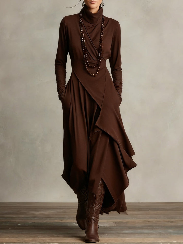 Persephone | Women's Long Sleeve Winter Dress with Asymmetrical Hem