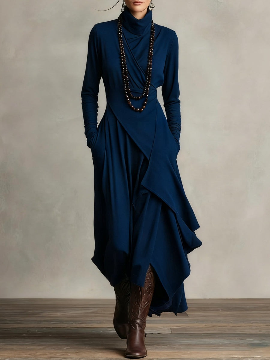 Persephone | Women's Long Sleeve Winter Dress with Asymmetrical Hem