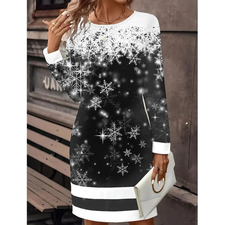 Philippa | Women's Christmas Dress Long Sleeve Mini with Snowman Print