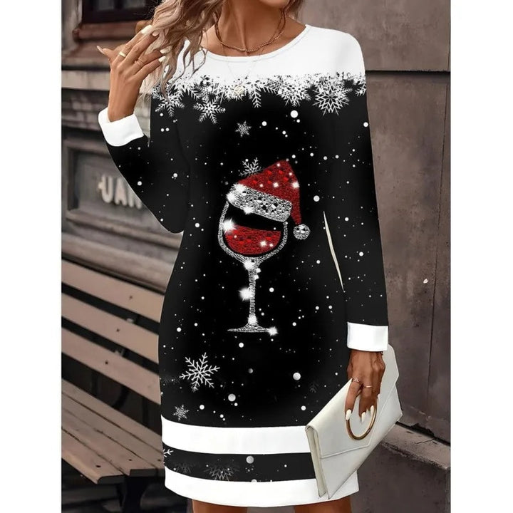 Philippa | Women's Christmas Dress Long Sleeve Mini with Snowman Print