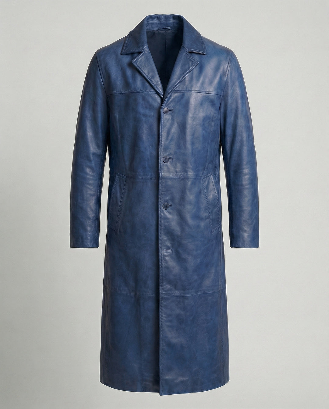 Philippa | Women's Long Leather Trench Coat with Lapels