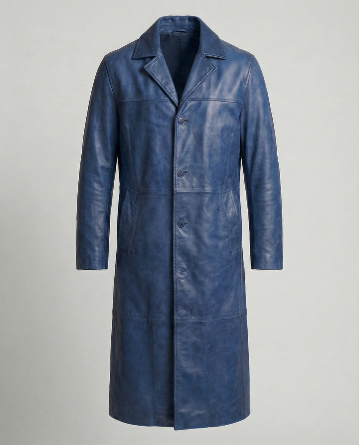 Philippa | Women's Long Leather Trench Coat with Lapels