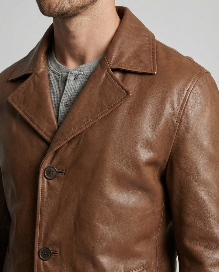 Philippa | Women's Long Leather Trench Coat with Lapels