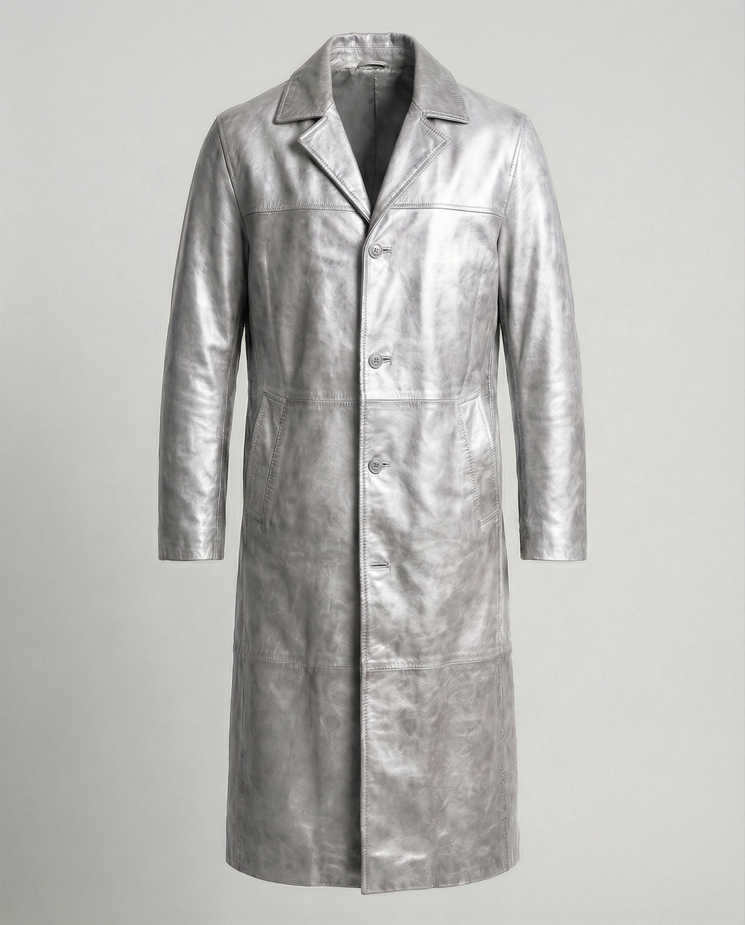 Philippa | Women's Long Leather Trench Coat with Lapels