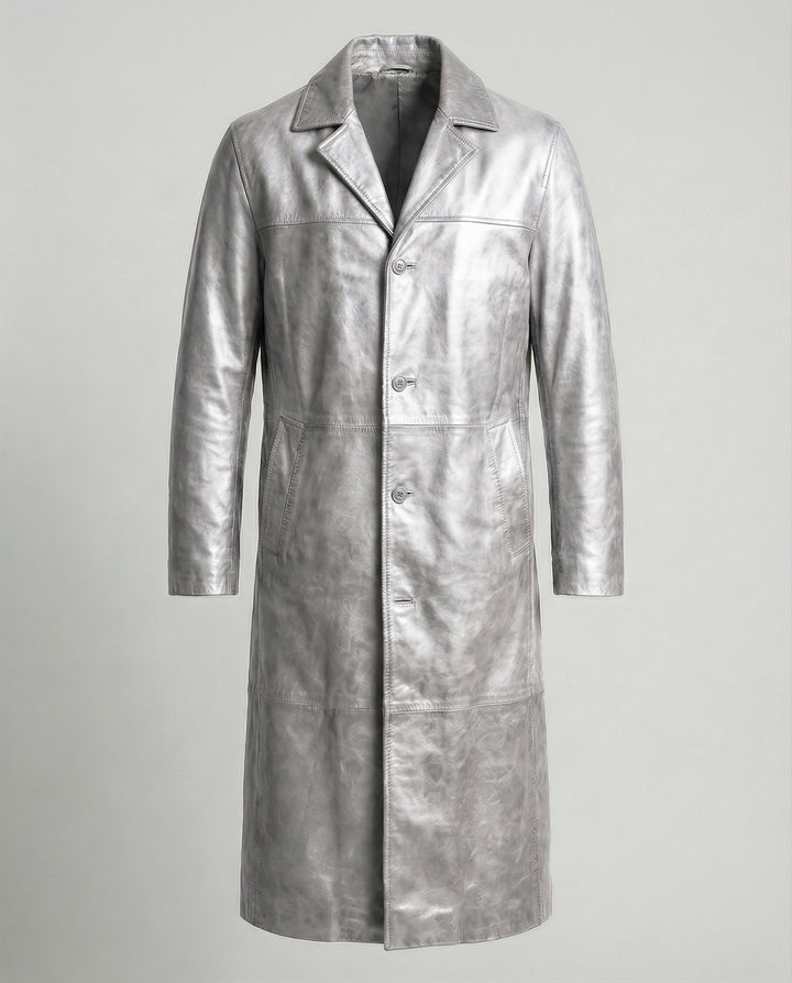 Philippa | Women's Long Leather Trench Coat with Lapels
