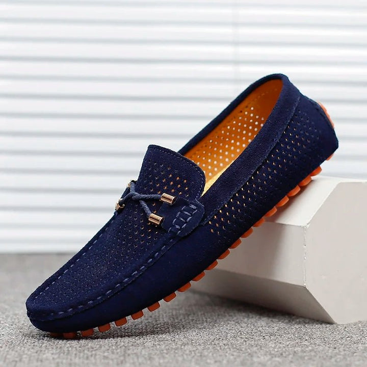 Pieter | Penny Loafers Suède Heren Geperforeerd Instap
