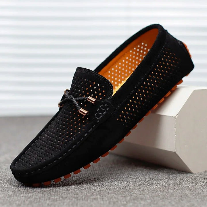 Pieter | Penny Loafers Suède Heren Geperforeerd Instap