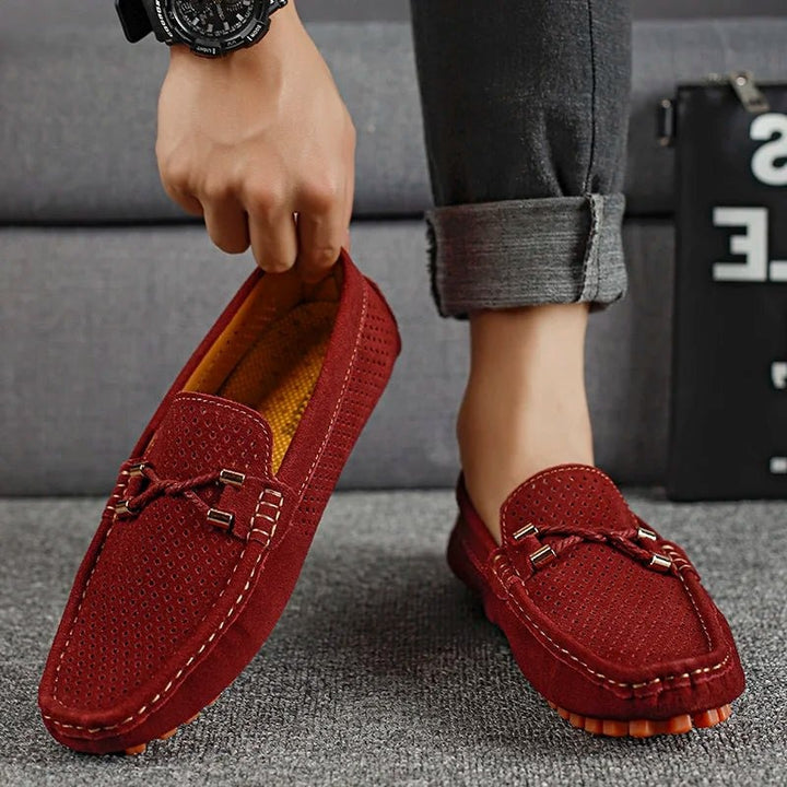 Pieter | Penny Loafers Suède Heren Geperforeerd Instap