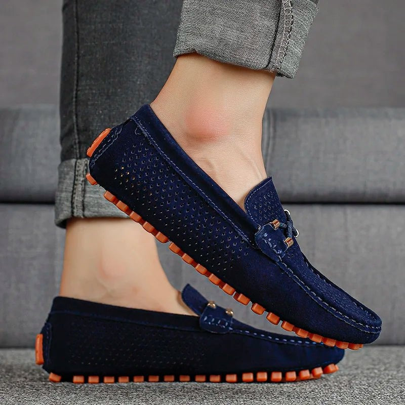 Pieter | Penny Loafers Suède Heren Geperforeerd Instap