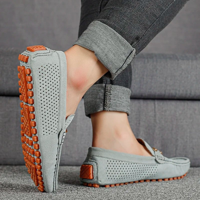 Pieter | Penny Loafers Suède Heren Geperforeerd Instap